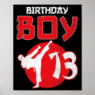 Affiche Karate Taekwondo 13 ans Anniversaire Martial Art