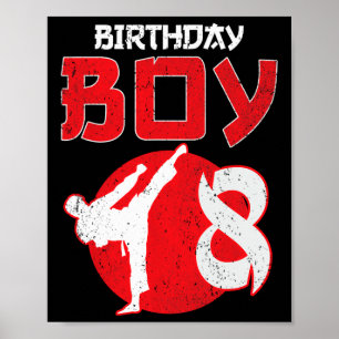 Affiche Karate Taekwondo 8 Ans Anniversaire Arts Martiaux