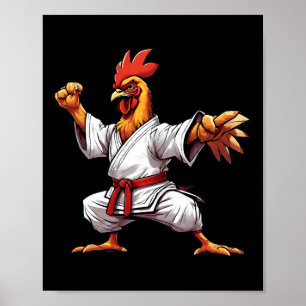 Affiche Karate Taekwondo Judo Kung Fu Poulet Coq Cadeau