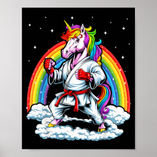 Affiche Karate Taekwondo Mma Judo Enfants Licorne Arc-en-c