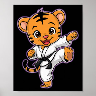Affiche Karate Tiger Martial Arts Drôle Pour Enfants Garço
