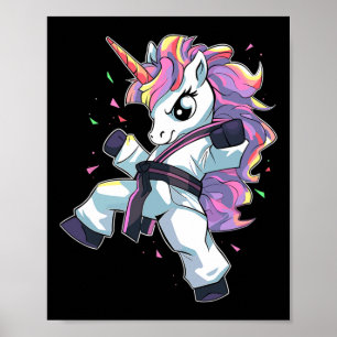 Affiche Karate Unicorn Girl Martial Arts Taekwondo Kickbox