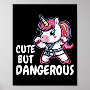 Affiche Karate Unicorn Mignonne Mais Dangereux Funny Marti