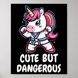 Affiche Karate Unicorn Mignonne Mais Dangereux Funny Marti