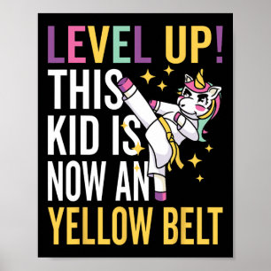 Affiche Karate Uniform Unicorn Level Up Yellow Belt Award