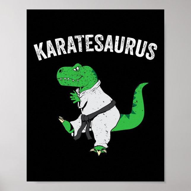 Affiche Karateka T Rex Dinosaure Mignon Arts Martiaux Drôl (Devant)