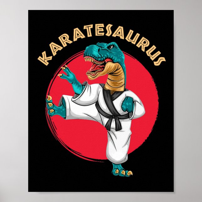 Affiche Karatesaurus Funny Karaté Dinosaur (Devant)