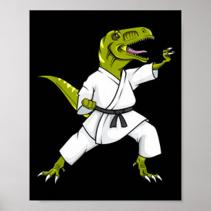 Affiche Karatesaurus T-rex dinosaure karaté samouraï drôle