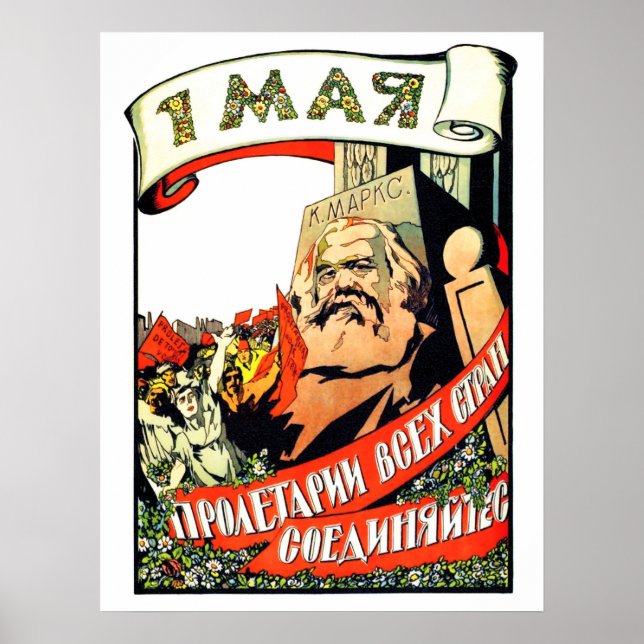 Affiche Karl Marx, premier mai, fête du travail, communist (Devant)