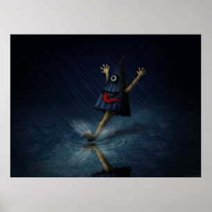 Affiche Kasa Obake Fantôme de Parapluie Japonais par une J