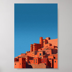 Affiche Kasbah au sommet d'une colline marocaine - Art géo