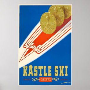 Affiche Kastle Ski Autriche Oslo Alpes Montagnes Neige