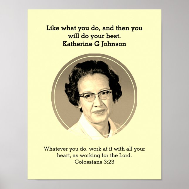 Affiche KATHERINE G JOHNSON Citation Écriture personnalisé (Devant)