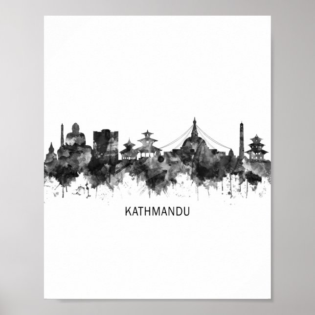 Affiche Kathmandu Nepal Skyline BW (Devant)