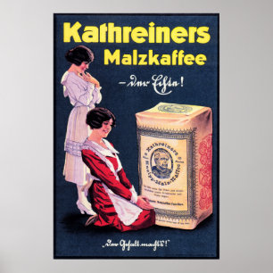 Affiche KATHREINERS MALZKAFFEE Allemand Café en poudre Boi