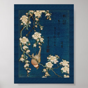 Affiche Katsushika Hokusai 葛 飾 北 斎 Goldfinch et Cherry Tre