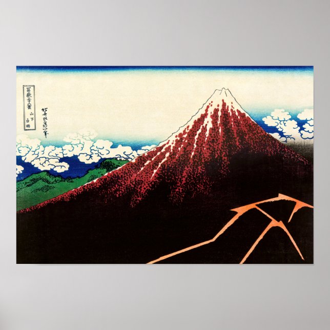 Affiche Katsushika Hokusai - Éclairages sous le sommet (Devant)