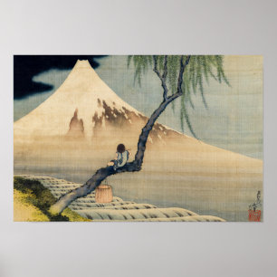 Affiche Katsushika Hokusai - Garçon regardant le mont Fuji