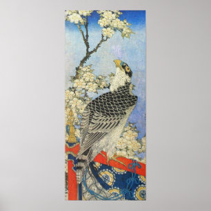 Affiche Katsushika Hokusai Hawk and Cherry Blossoms