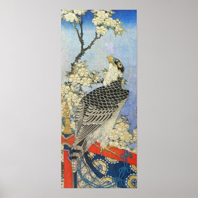 Affiche Katsushika Hokusai Hawk and Cherry Blossoms (Devant)