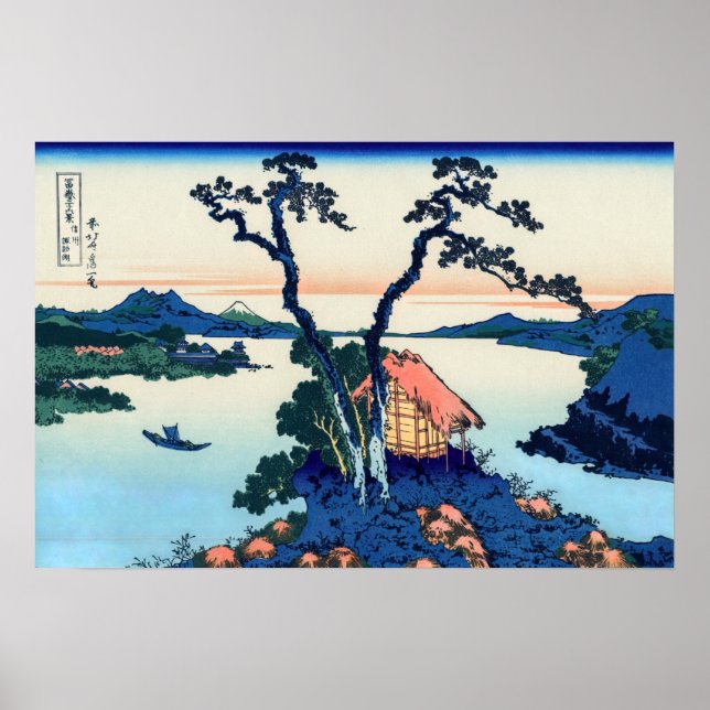 Affiche Katsushika Hokusai - Lac Suwa dans la province de  (Devant)