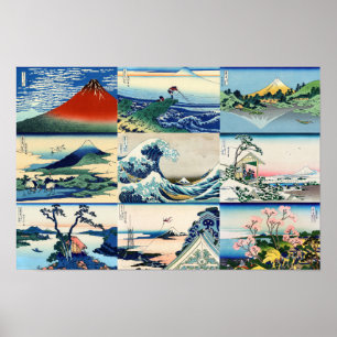 Affiche Katsushika Hokusai - Sélection des 36 Vues du Mont