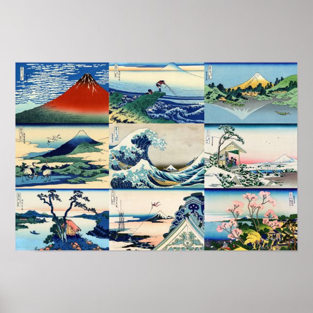 Affiche Katsushika Hokusai - Sélection des 36 Vues du Mont (Devant)
