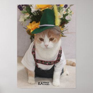 Affiche KATZE/CAT Drôle Chat allemand