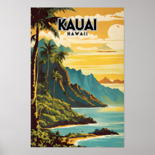 Affiche Kauai Hawaii Nostalgic Retro Travel Art