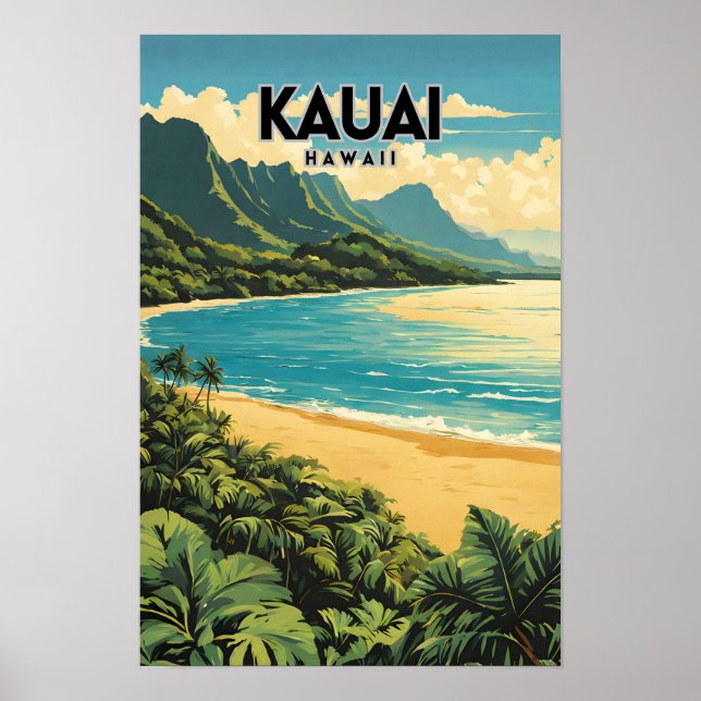 Affiche Kauai Hawaii Nostalgic Travel (Devant)