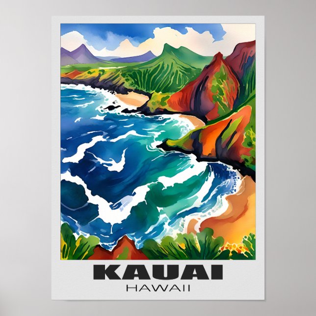 Affiche Kauai Paradise Wall Art - Île Tropicale Hawaii (Devant)