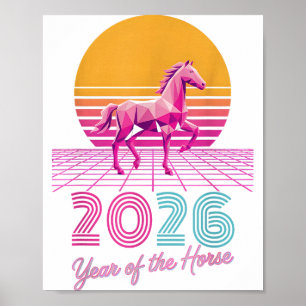 Affiche Kawaii 2026 2026 Année du Cheval Lunaire Cowgirl Z