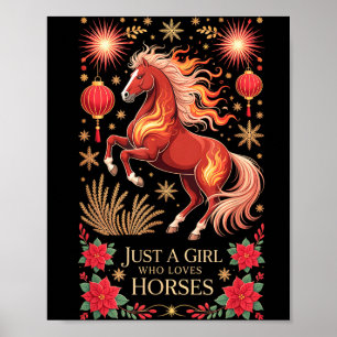 Affiche Kawaii 2026 Année du Cheval Zodiaque Cowgirl Fortu
