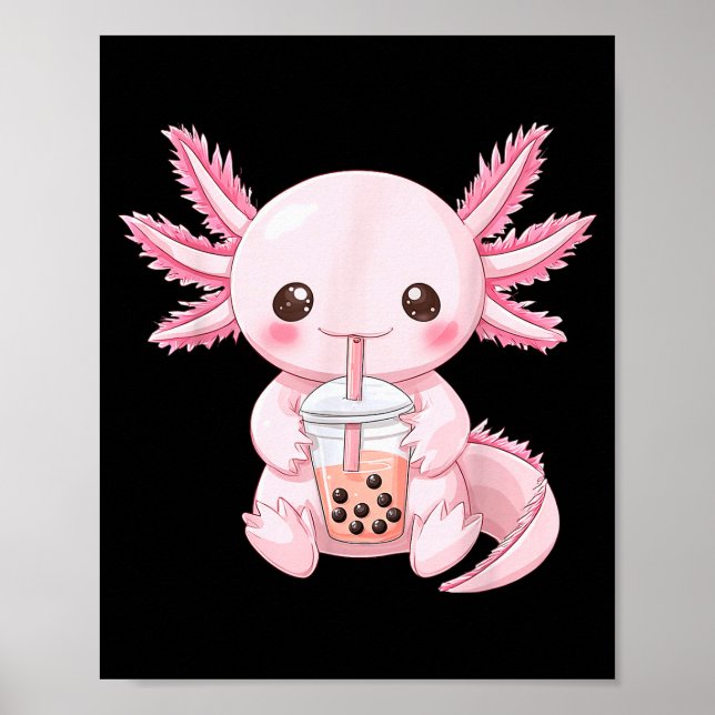 Affiche Kawaii Anime Axolotl Boba  (Devant)