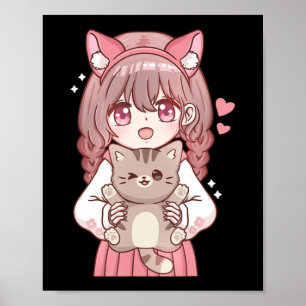 Affiche Kawaii Anime Kawaii Amoureux des chats Otaku