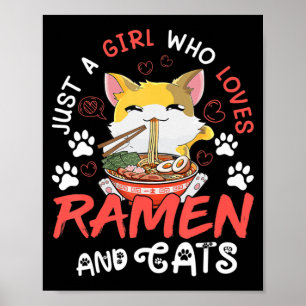 Affiche Kawaii Anime Ramen Chat Japonaise Food Girls Offic