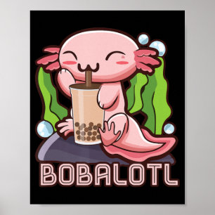 Affiche Kawaii Axolotl Cute Boba Tee Bubble Tea Anime Girl