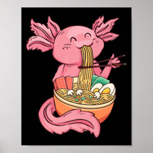 Affiche Kawaii Axolotl Manger Ramen nouilles Anime Kids Gi