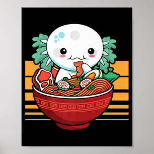 Affiche Kawaii Axolotl Ramen Japonais Anime Cadeau Enfants