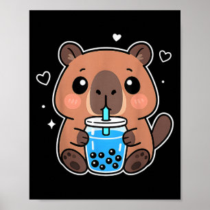 Affiche Kawaii Capybara Boba Boire japonais mignon Anime C