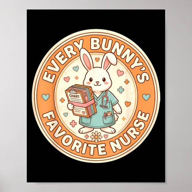 Affiche Kawaii chaque infirmière préférée de lapin de Pâqu (Devant)