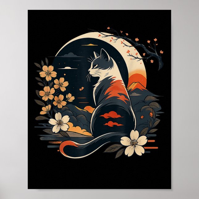 Affiche Kawaii Chat Anime Japonais Drôle Art Hommes Femmes (Devant)