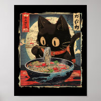 Kawaii Chat Manger Ramen nouilles Vintage Japonais