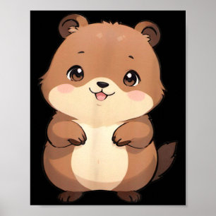 Affiche Kawaii Chibi Marmotte - Panfurware Llc