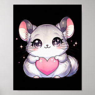 Affiche Kawaii Chinchilla Saint-Valentin Enfants Adolescen
