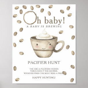 Affiche Kawaii Coffee - jeu de chasse à la tétine pour bab
