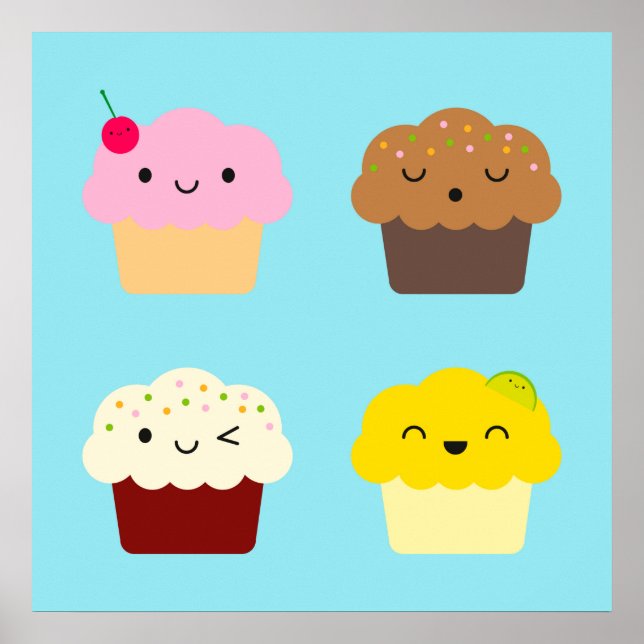 Affiche Kawaii Cupcakes (Devant)