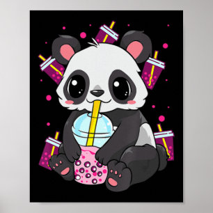 Affiche Kawaii Cute Anime Panda Boba Buble Tea Otaku Homme