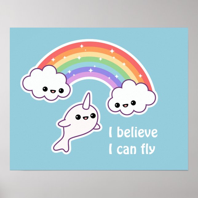 Affiche Kawaii Flying Narwhal (Devant)