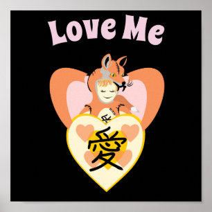 Affiche Kawaii Foxy Cosplay Love Heart